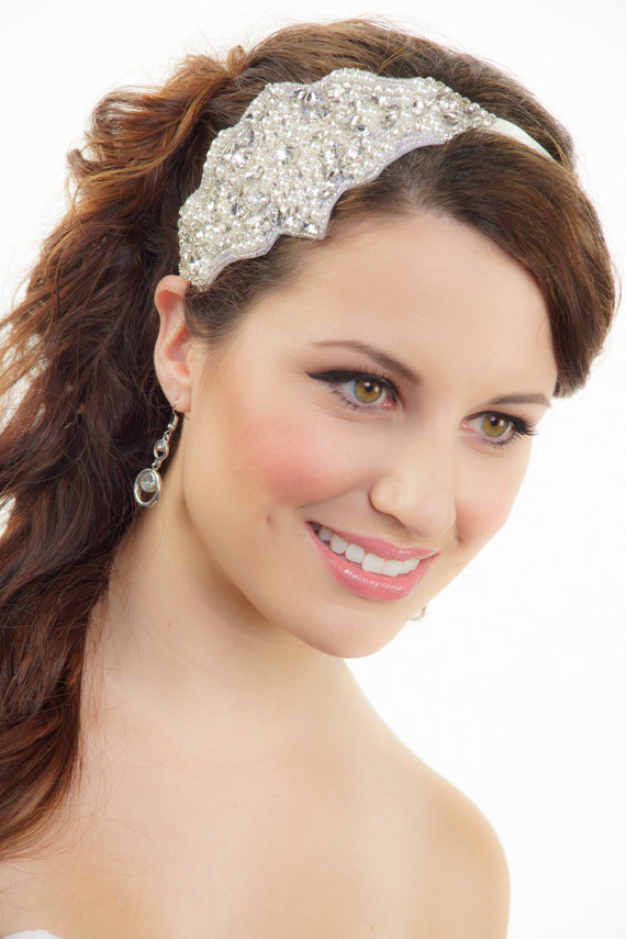 Wedding - Bridal Headband, Silver headband, Gatsby Art Deco Bridal Headband, Crystal Hair piece, Wedding Headband, Tiara, Bridal Hair Accessories