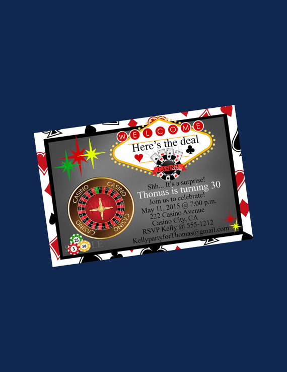 Mariage - Casino Party Invitation 30th Birthday Blackjack Bachelor Party Poker Night Las Vegas Bachelorette