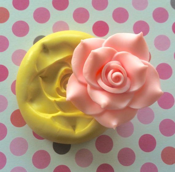 Wedding - Large Big ROSE Silicone Mold - Flexible MOLD, PMC, Cake Charms, Soap, Cupcake Topper, Cold Porcelain, Gumpaste, Fondant Mold, Clay Mold