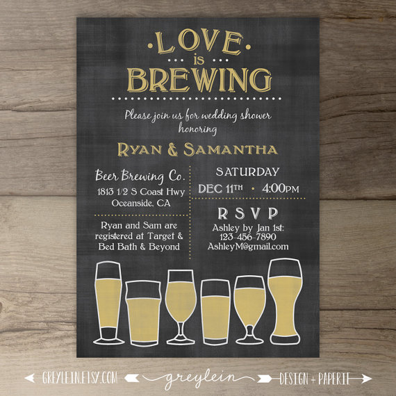 Wedding - Love is Brewing • Wedding Shower • Engagement Party • Chalkboard Brewery Invitation • DIY Printable Invitation