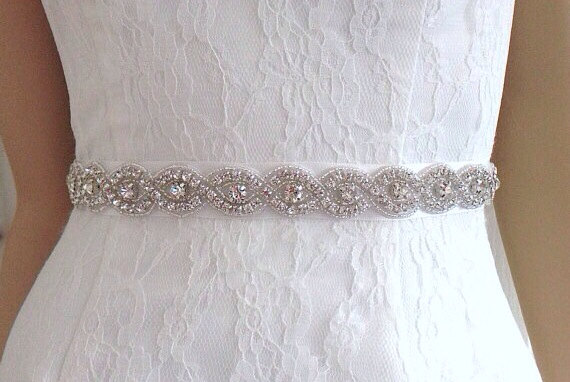 Hochzeit - Wedding belt sash diamond wedding belt crystal bride belt ,jen