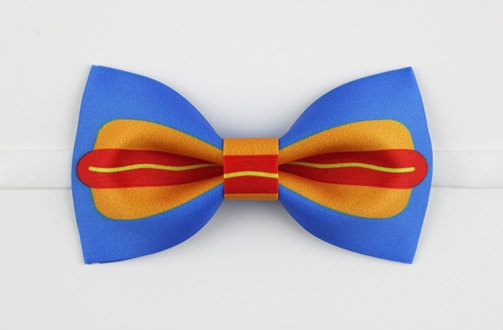 زفاف - Mens Bow Tie Blue Red Mustard Bow Ties for Men Hotdog Printed Pattern Pre-Tied Adjustable Groom Groomsmen Bow Ties Men Wedding Accessory