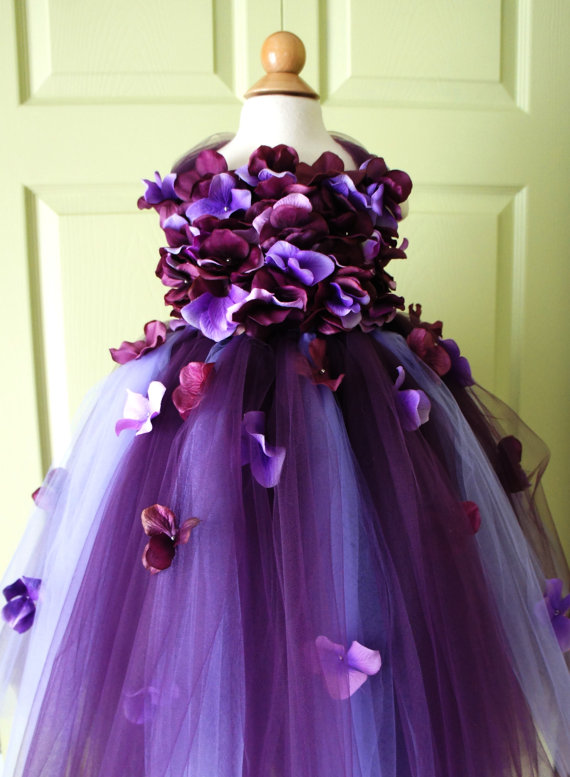 زفاف - Flower Girl Dress, Tutu Dress, Photo Prop, in Purple and Lavender, Flower Top, Tutu Dress