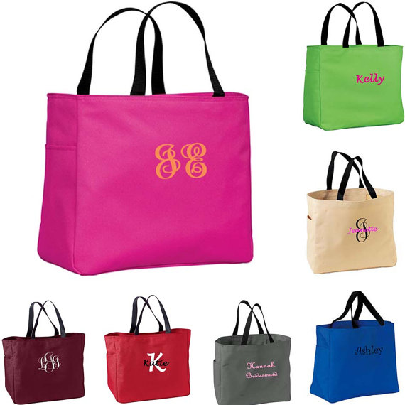 Hochzeit - Personalized Bridesmaid Gift Tote Bag Monogrammed Tote, Bridesmaids Tote, Personalized Tote