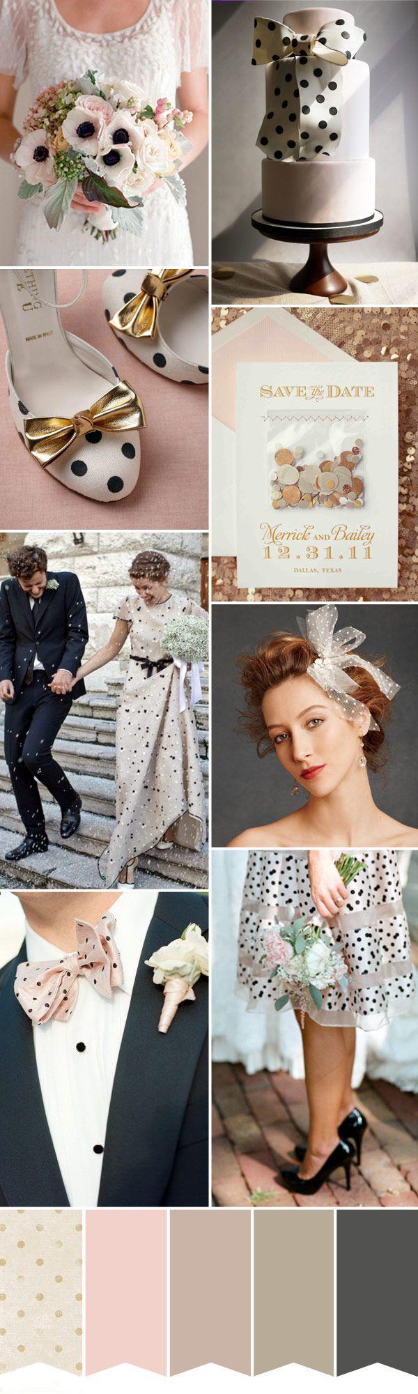 Hochzeit - Inspired By A Polka Dot Wedding - Blush, Gold And Grey Palette