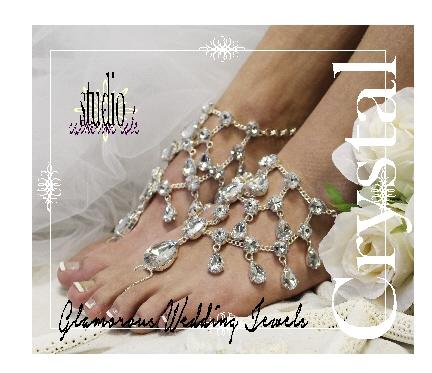 زفاف - CRYSTAL DREAMS bridal barefoot sandals, crytal wedding barefoot sandals, rhinestone foot jewelry, gorgeous crystal sandals