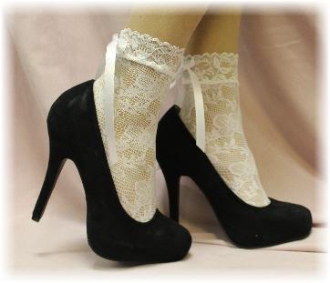 Mariage - FT5 White Stretch Lace Baby Doll Anklet-lace socks for heels,lace socks from pumps, lacey anklets, boat socks, lace socks, lace peep socks, footlets, peep toes, lace sock, sexy socks, footies, no show socks, sexy stockings, ladies socks, wedding shoes,