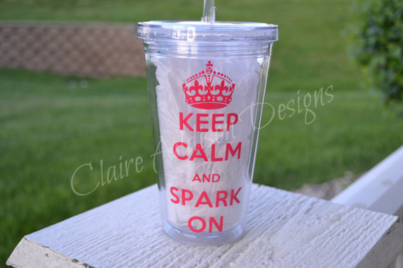 Mariage - READY TO SHIP - Keep Calm and Spark On - Personalized Acrylic Tumblers - Birthdays, Weddings, etc.
