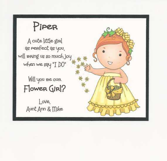 زفاف - REDHEAD Piper - Will you be my Flower Girl Flat card - Personalized custom