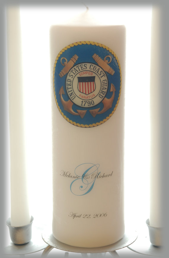 Mariage - Personalized Coast Guard Military Unity Candle Set, wedding candles, weddings, wedding decorations