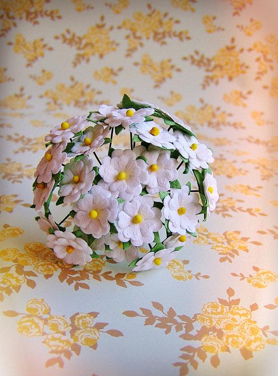 زفاف - White Blossoms Vintage style Millinery Flower Bouquet - for decorating, gift wrapping, weddings, party supply, holiday