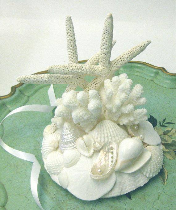 زفاف - Beach Wedding Cake Topper with Starfish, Shells and Coral