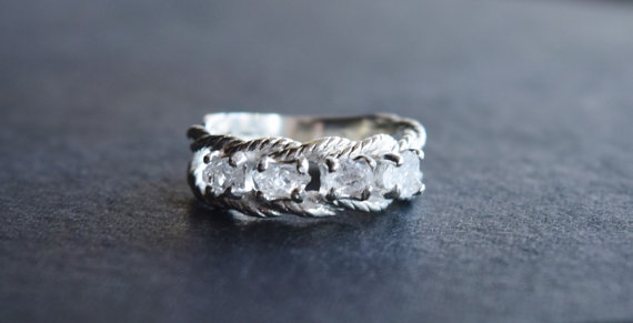زفاف - Diamond Engagement Ring, Raw Diamond Ring, Size 4 Engagement Ring, Diamond Wedding Band, Rough Diamond Ring Art Deco Engagement Ring Avello