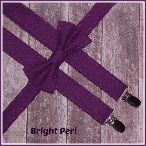 زفاف - Purple Bow Tie and Suspenders:  Purple Suspenders, Toddler Suspenders, Boys Suspenders, Purple Bow Tie, Midnight, Plum, Ring Bearer