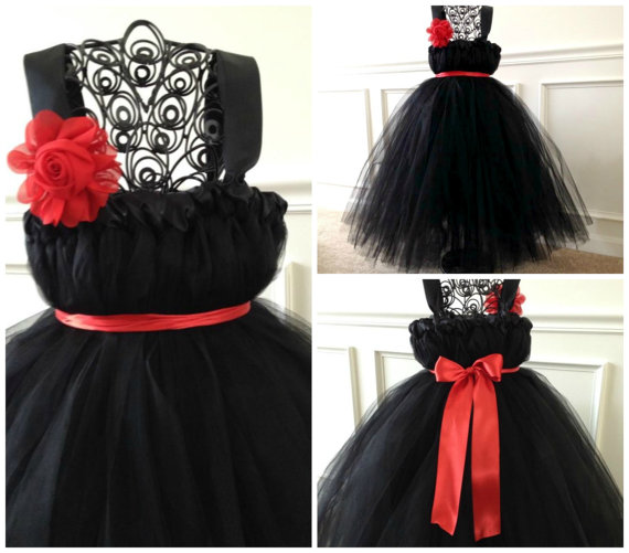 Wedding - Black Flower Girl Dress