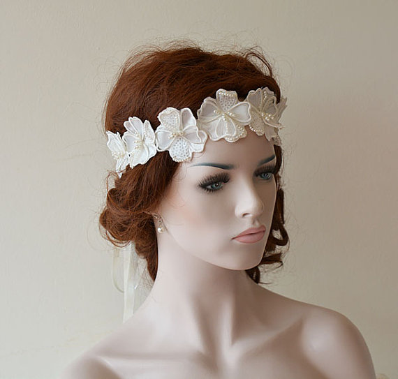 زفاف - Wedding Headband, Wedding Pearl Flower Headband, Bridal Headband, Wedding Hair Accessories, Bridal Hair Accessories, Headbands for Women