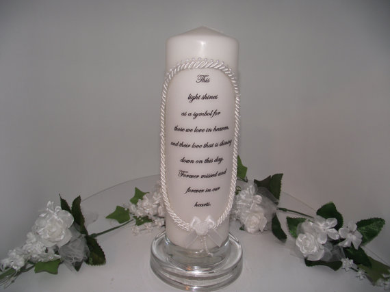 Hochzeit - Memory pillar candle  for those we love in heaven