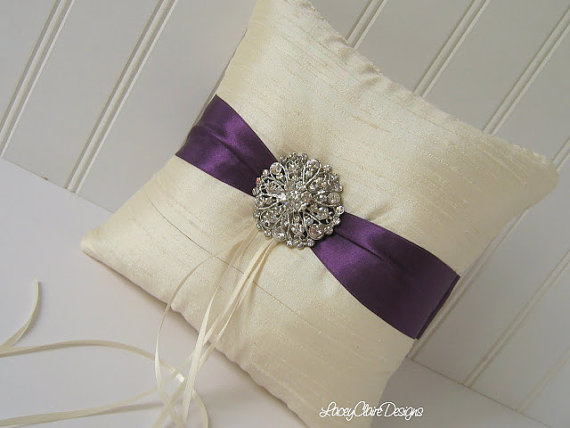 Hochzeit - Ring Bearer Pillow Custom Wedding Ring Pillow Dupioni Silk