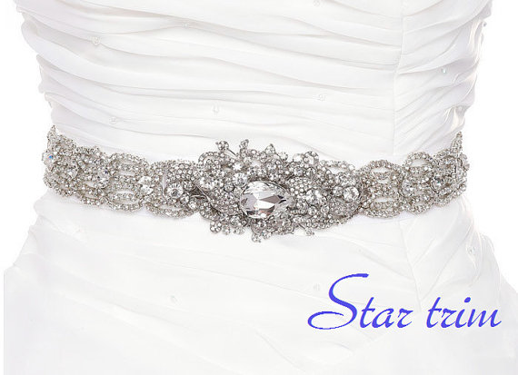 Hochzeit - SALE SUZIE Wedding bridal crystal sash , belt