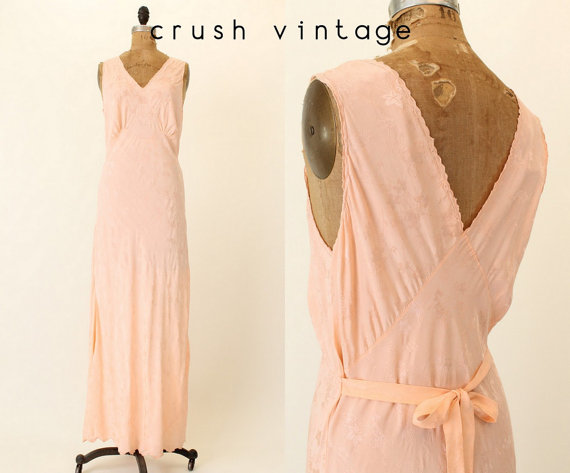 زفاف - 40s Lingerie S M / 1940s Bias Cut Dress  / Wuthering Heights Nightgown