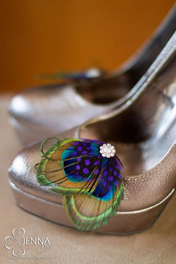 زفاف - Peacock shoe clips, Customizable