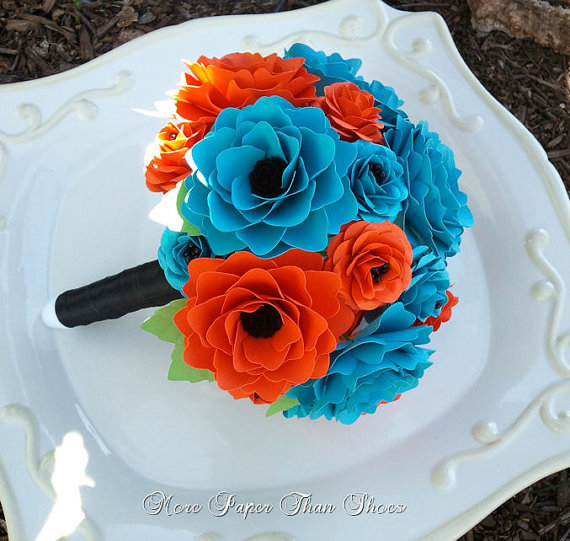 Mariage - Paper Flower Wedding Bouquet - Customize Your Colors - Made To Order