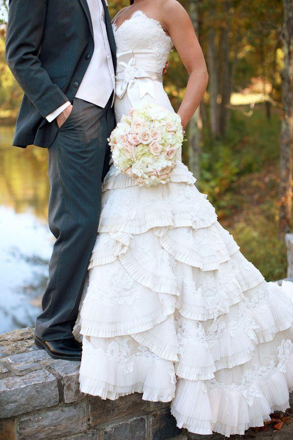 Свадьба - Scalloped, Layerd Lace Wedding Dress By Mary Rosenbaum Photography