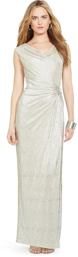زفاف - Lauren Ralph Lauren Embellished Metallic Gown
