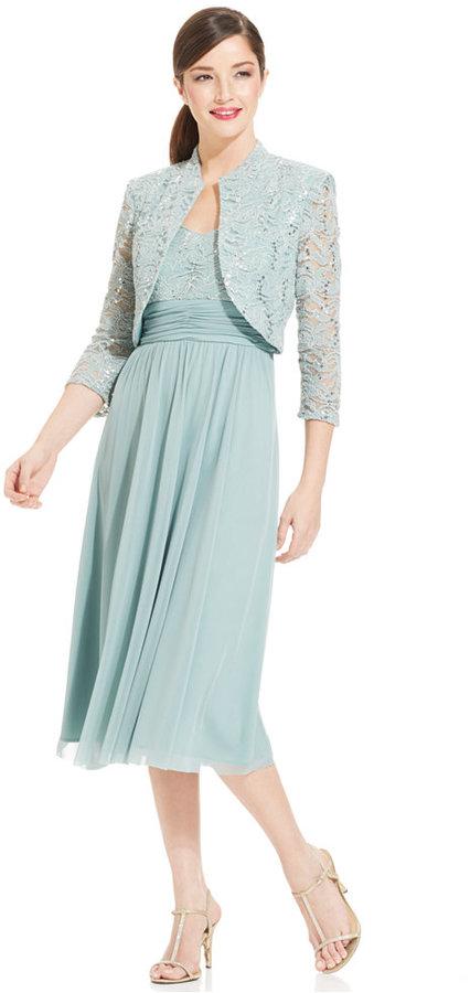 Hochzeit - R&M Richards Sleeveless Sequin Lace Dress and Jacket