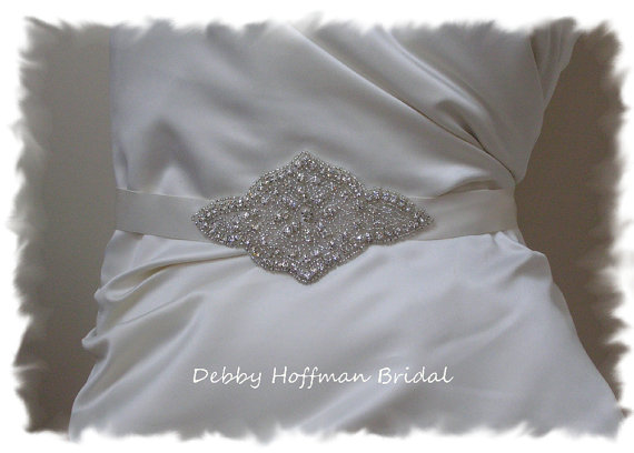 Hochzeit - Crystal Beaded Rhinestone Bridal Belt, Crystal Bridal Sash, Jeweled Wedding Dress Sash, Belt, No. 2061HB, Wedding Accessories, Belts, Sashes