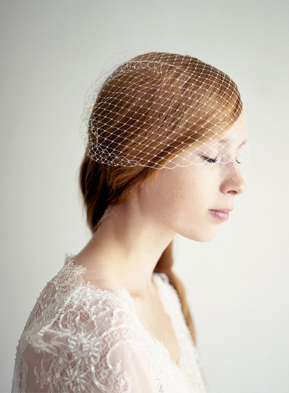 Wedding - Birdcage Veil, Blusher French Netting Veil, Wedding, Bridal Veil - 12"