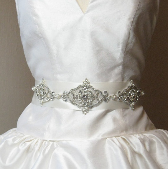 Hochzeit - Rhinestone Bridal Sash,Crystal Bridal Belt,Crystal Bridal Sash,Bridal Sash,Wedding Sash