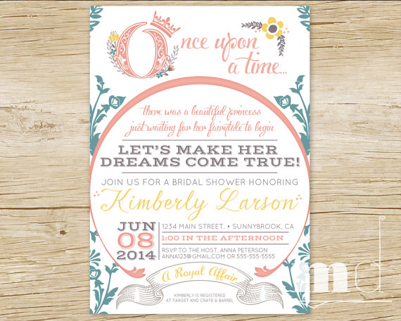 Hochzeit - Once Upon a Time Bridal Shower Invitations, Fairytale Bridal Shower Invitation, Wedding Shower Invite, Storybook Invite - PRINTABLE, DIGITAL