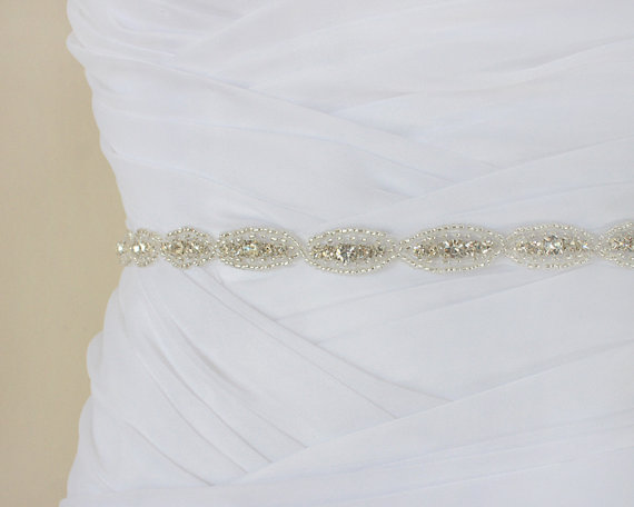 Hochzeit - CHRISTINE - Lovely Crystal Rhinestone Bridal Sash, Wedding Beaded Belt, Bridal Rhinestones Belts, Bridesmaids, Bridal Party