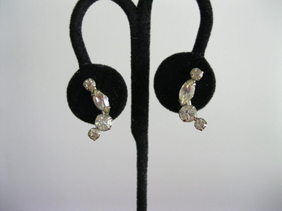 زفاف - Classic Rhinestone Earrings Bridal Jewelry Vintage