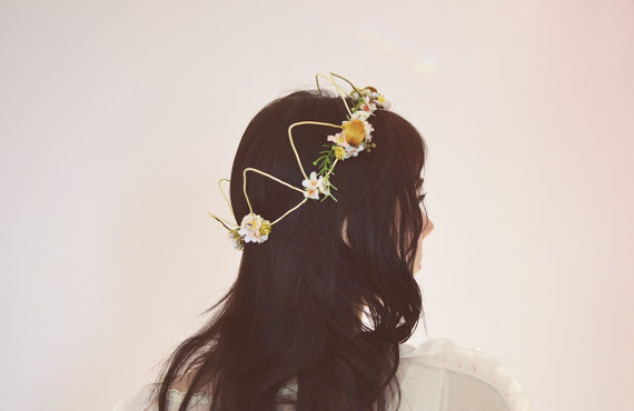 Свадьба - Floral Greenery Pearl Hair Crown, Gold Flower Headband, Spring Bride, Pastel Bridal, Pink Flower, Gold Crown, Elf Princess, Goddess Crown