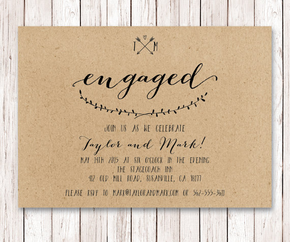 Mariage - Rustic Engagement Invitation, Kraft Engagement, Engagement Party Invitation, Couples Shower, Engagement Dinner, Engagement Party Invite