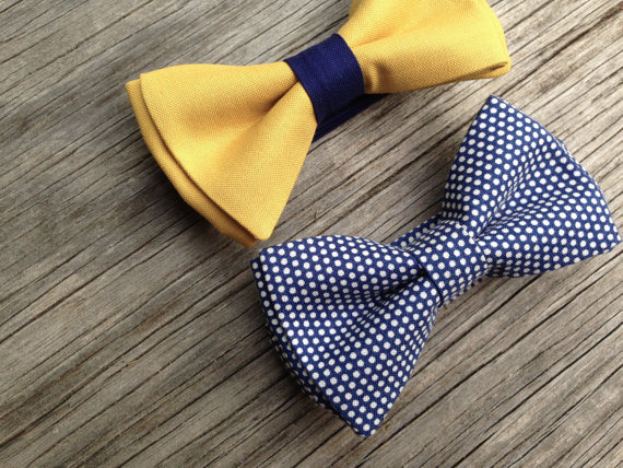 زفاف - Mustard bow tie - mustard bowtie - navy bow tie - yellow and navy wedding - yellow bow tie - bow tie for boys - color block tie - bow tie