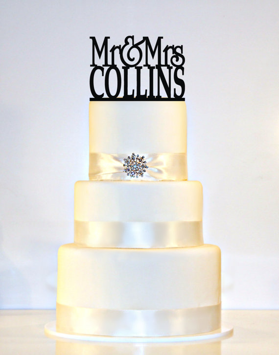 زفاف - Wedding Cake Topper Monogram personalized with "Mr & Mrs" and YOUR Last Name