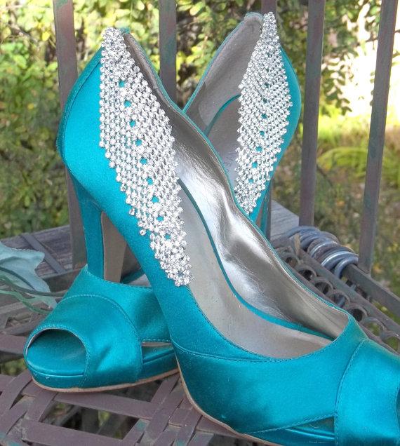 زفاف - DAZZLE RHINESTONE Bridal Shoe Clips - set of 2 - Sparkling Crystal Rhinestone Jewels womens girls engagement, reception