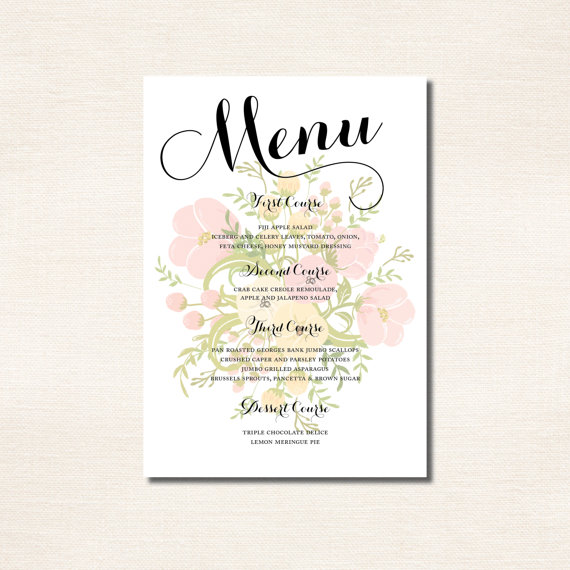 Hochzeit - Classic Calligraphy Menu for a wedding, rehearsal dinner, baby shower, or party
