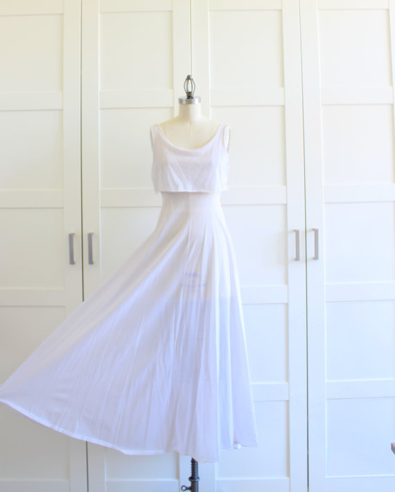 Mariage - Vintage Nightgown, Lavender Purple Long Maxi Nightgown, 1960s 60s Lingerie Bridal Nightwear, size Medium