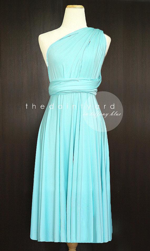 Wedding - Short Straight Hem Tiffany Blue Bridesmaid Convertible Dress Infinity Dress Multiway Dress Wrap Dress Wedding Dress Maid of Honor Dress