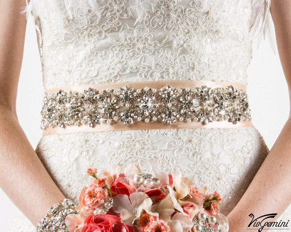 زفاف - Bridal sash, rhinestones and pearl sash, crystal sash, wedding sash, jeweled sash belt