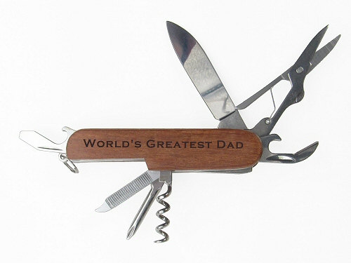 زفاف - Gift for DAD Laser Engraved Rosewood Multi Tool Multitool Knife