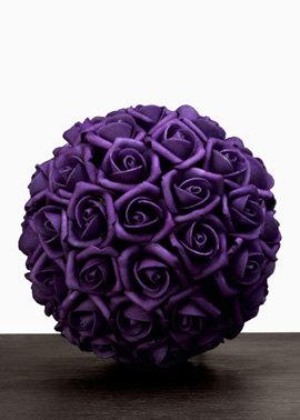 Wedding - 10 Purple Kissing Balls Faux Eggplant Purple 6" Rose Balls Deep Purple Hanging Kissing Balls Rose Kissing Balls Purple Pomander Balls