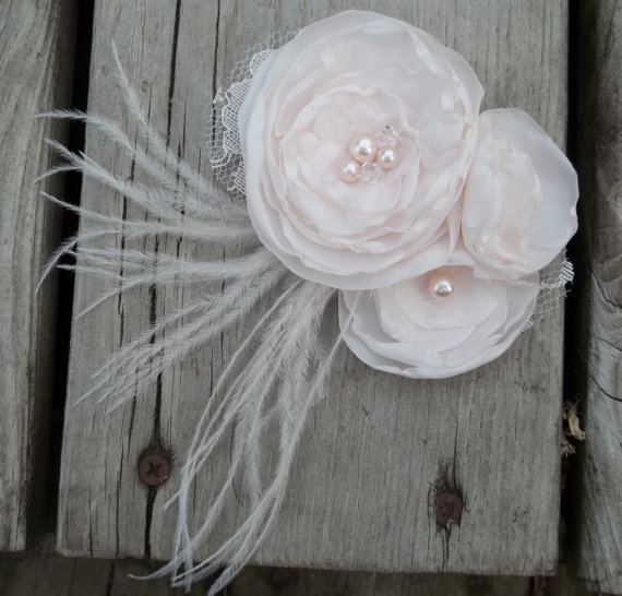 Wedding - Bridal Fascinator Lace, Hair Fascinator, Bridal Hair Clip, Pearls, Swarovski Crystals bridal hair accessory