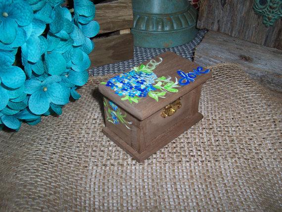 Свадьба - Wedding Ring Box READY TO SHIP Blue ring bearer wooden unique rings holder beach Will You Marry Me rustic country
