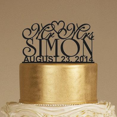 Mariage - Custom Wedding Cake Topper - Personalized Monogram Cake Topper - Mr and Mrs - Cake Decor - Bride and Groom
