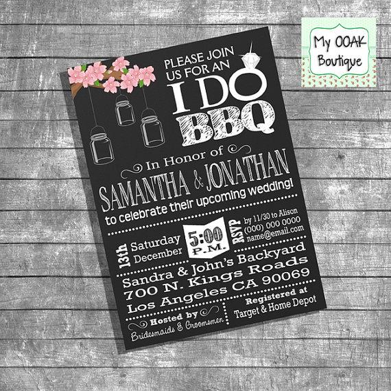 Свадьба - Couples Shower invitation engagement party I Do BBQ invitation chalkboard jar flower bridal shower invite digital printable invitation 13199